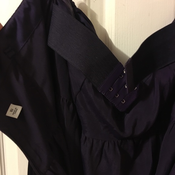 Silk Dark Purple Bridesmaids Dress strapless - Picture 3 of 5